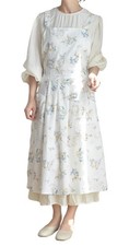 Japanese Cross Back Apron Women Pockets Pinafore Cotton Linen Baking Cooking