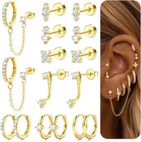 Ohrringe Set 8 Paar Hypoallergen Chirurgenstahl Kleine Creolen Ohrstecker Gold