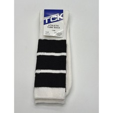 TCK Athletic Tube Socks Mens Medium White Black Striped TCSP Made in USA NEW