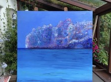 Pollensa Mallorca Art Seascape Oil Painting by Laure bury