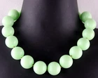Crown Trifari Signed Vintage Pale Green Milk Glass Bead BOLD Necklace Elegant