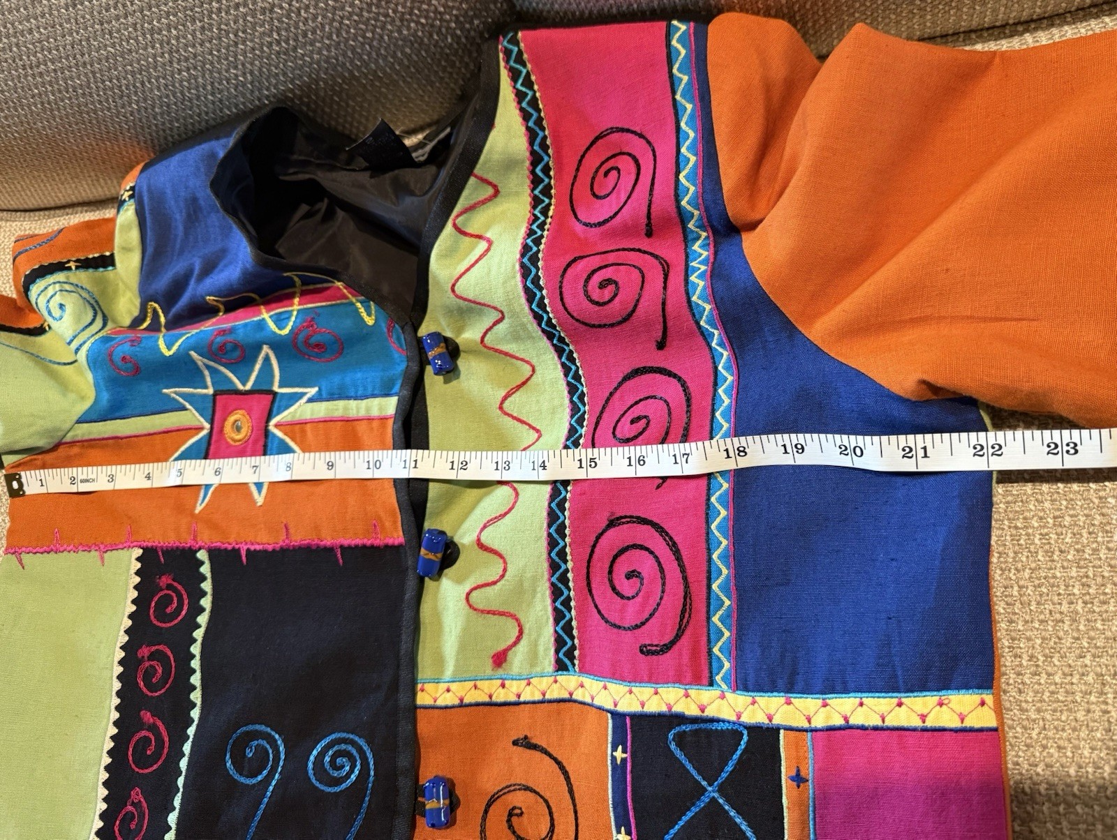 Patchwork Indigo Moon Size S Jacket Embroidery Fu… - image 4