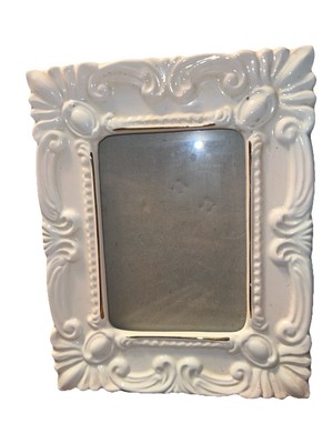 Burnes White Porcelain Frame With Gold 41/2 X 3 Pix 