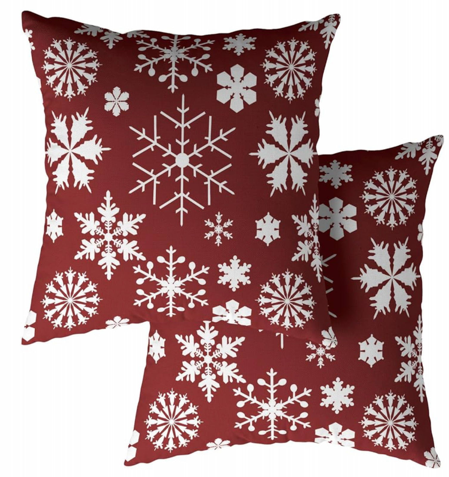Christmas Red Pillow Covers Set of 2 18 x 18 inch White Snowflake Throw New