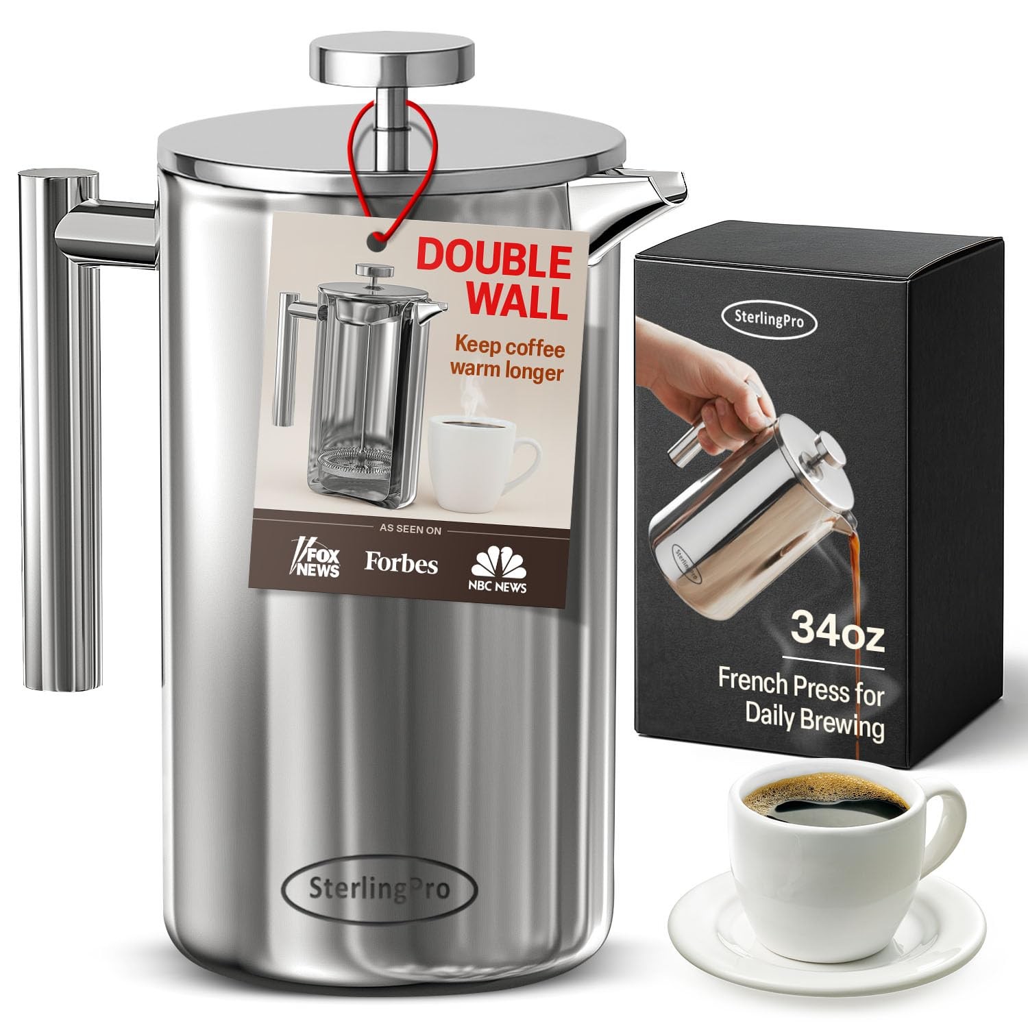 Coffee Maker Large 1 L(34 Oz) Mirror &ndash; Durable D...