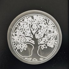 Selenite Charging Plate 8cm Tree of Life Crystal Cleansing Altar Gift Reiki