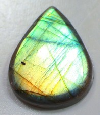 26 Ct 5X20X25 mm Natural Green Fire Labradorite Pear Cabochon Gemstone QY-169