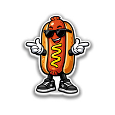 Cool Hot Dog Sticker 4 Inch Vinyl Decal Fast Food Grilling Sausage USA Dinner
