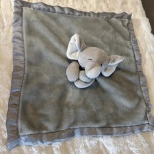Carters Grey Gray Elephant Security Blanket Soft Velour Satin Lovey Lovie