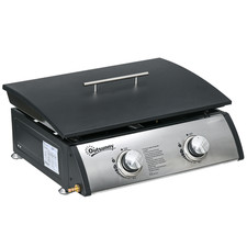Image of Outsunny Portable Gas Plancha BBQ Grill with 2 Stainless Steel Burner, 10kW