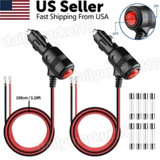 2pcs 12V Car Cigarette Lighter Plug Socket Heavy Duty Adapter with On/Off Switch