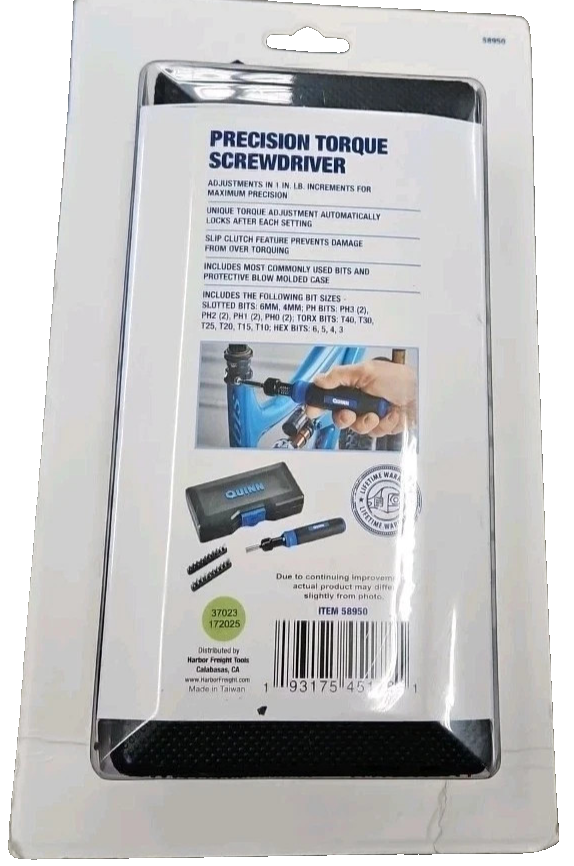 Quinn Precision Torque Screwdriver Adjustable 22PC 58950