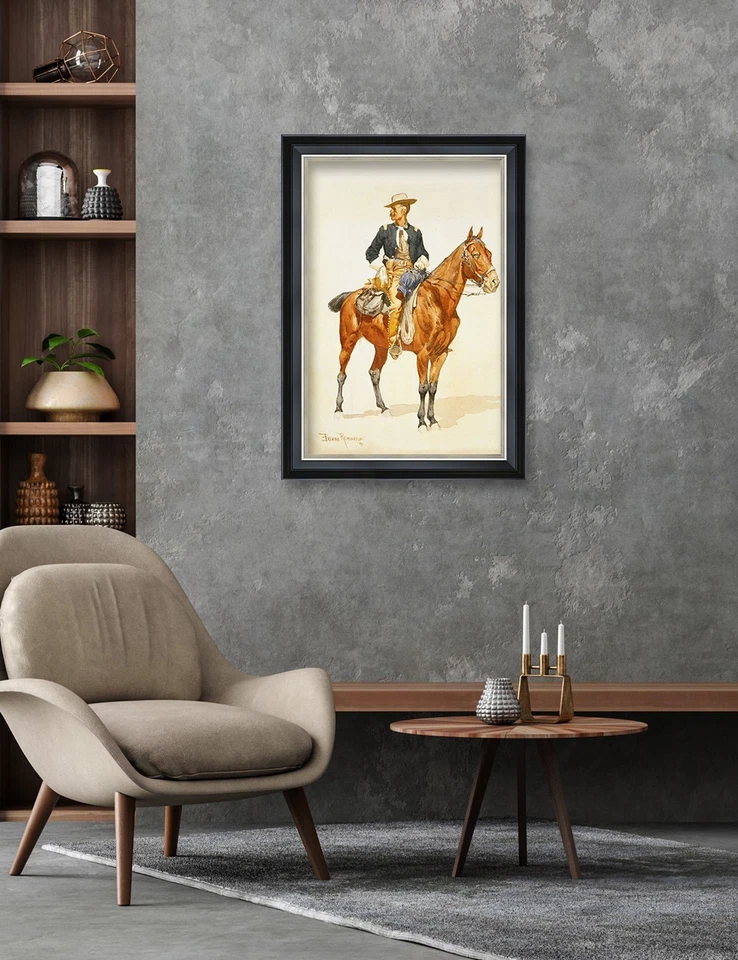 Arte de pared fino Frederic Remington: Jefe de los Crow Scouts, impresión en lienzo enmarcado Foto 3 de 4