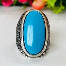 Natural Azul Piedra Topacio Con 925 Anillo Plata De Ley Para Hombres