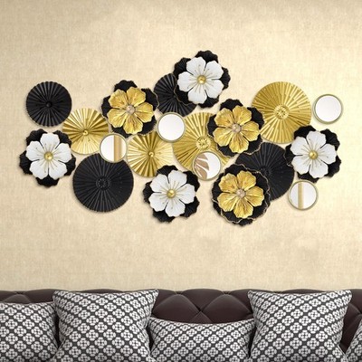Metal Flower Wall Decor Ivory Metal Plates Mirror Wall Art Rustic Modern Flor...