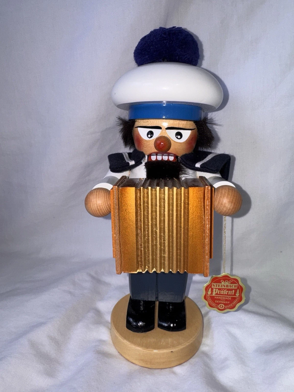 Steinbach Accordion Player Nutcracker Musician Germany Handmade Wood Tag