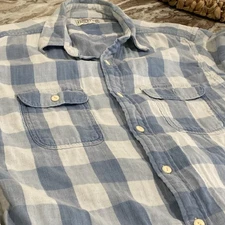 Faherty Legend Shirt Light Blue Buffalo Check Plaid Men’s Medium