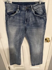 Buffalo By David Bitton Men's Straight Six Straight Stretch Faded Jeans36/32