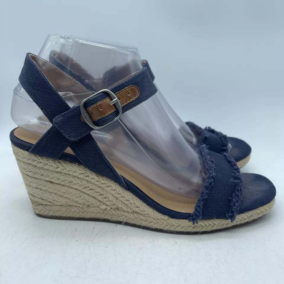 Sandalias de cuña Lucky Brand para mujer talla 7M alpargatas correa al tobillo azules Foto 3 de 4