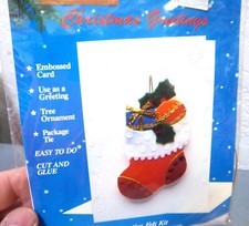 Creative Felt Kit, Christmas Greetings, Stocking, Card or a ornament, cut  glue