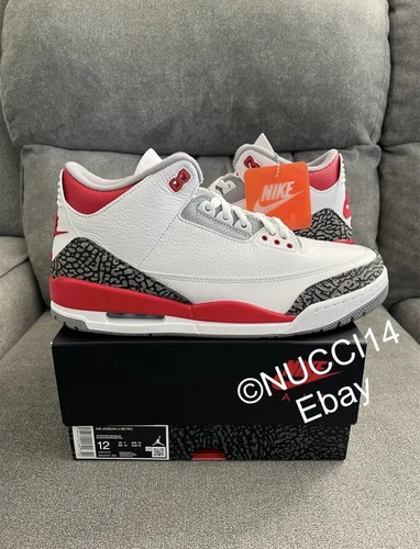 Size 12 - Nike Air Jordan 3 Retro Fire Red White (2022) with Receipt DM3707-160