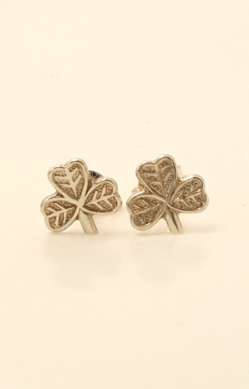Gorgeous Solid Three Leaf Clover Stud Earrings 92… - image 13