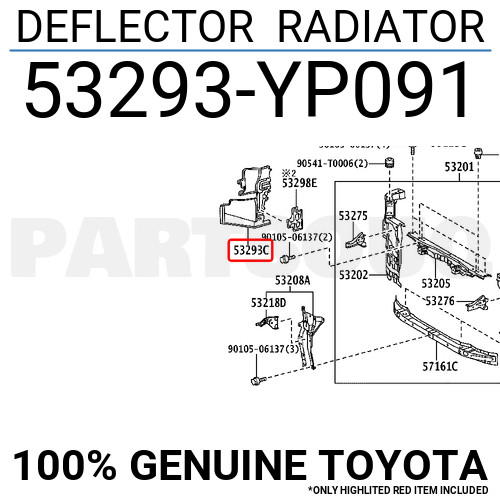 53293YP091 Genuine Toyota DEFLECTOR RADIATOR 53293-YP091 | eBay 