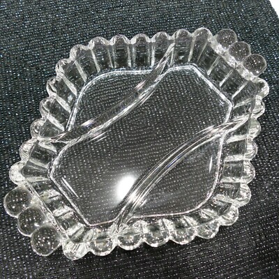 Heisey Crystolite Pattern Elegant Glass Diamond Shape Three Section Relish Dish