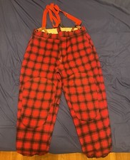 VINTAGE Woolrich Pants Red Plaid With Suspenders SZ 36 