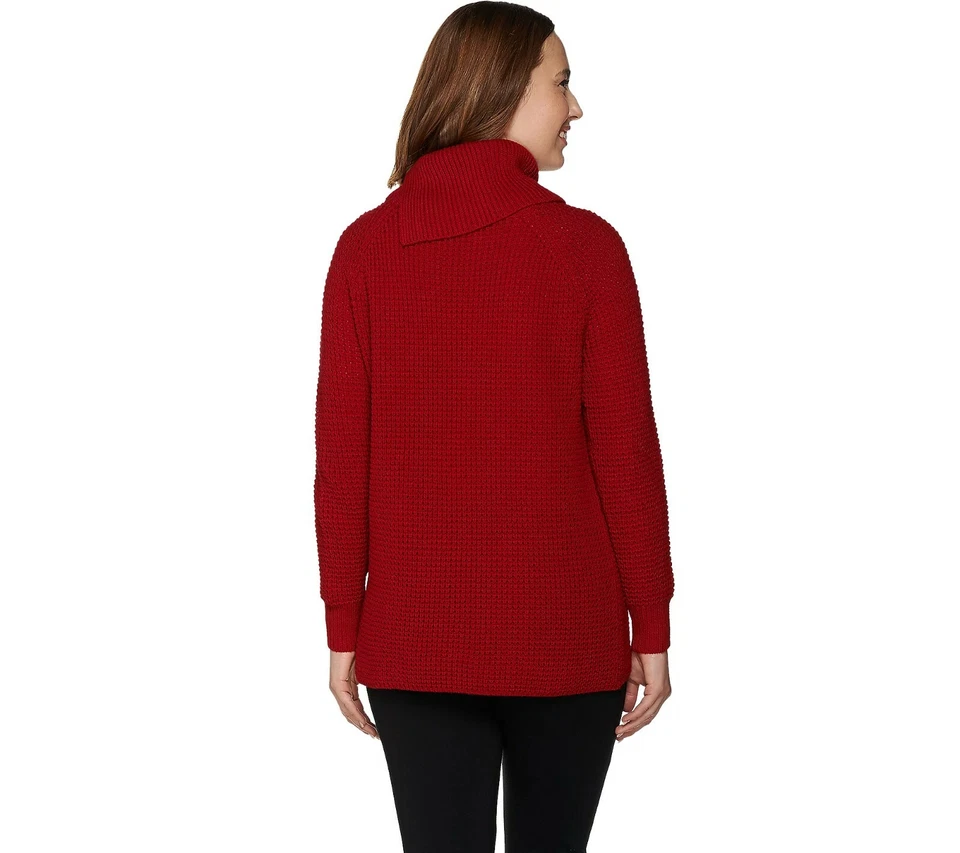 NUEVO CON ETIQUETAS Suéter Tejido Dennis Basso Cuello Alto Dividido Manga Larga Marfil X-Grande XL NUEVO Foto 2 de 3