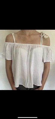 Haut Épaules Dénudées Blanc Et Doré Bonobo XS - Photo 1/4
