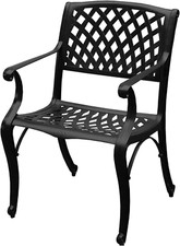 Sleek Black Cast Aluminum Outdoor Dining Chair with Mesh Design