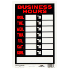 Hillman Business Hours 12-in X 8-in Plastic Business Hours Sign