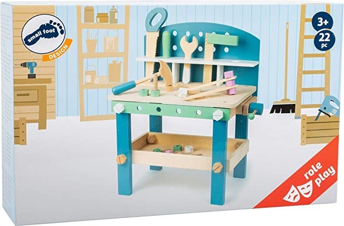 Banco da Lavoro per Bambini in Legno FSC, con Attrezzi e Accessori Giocattoli foto 4