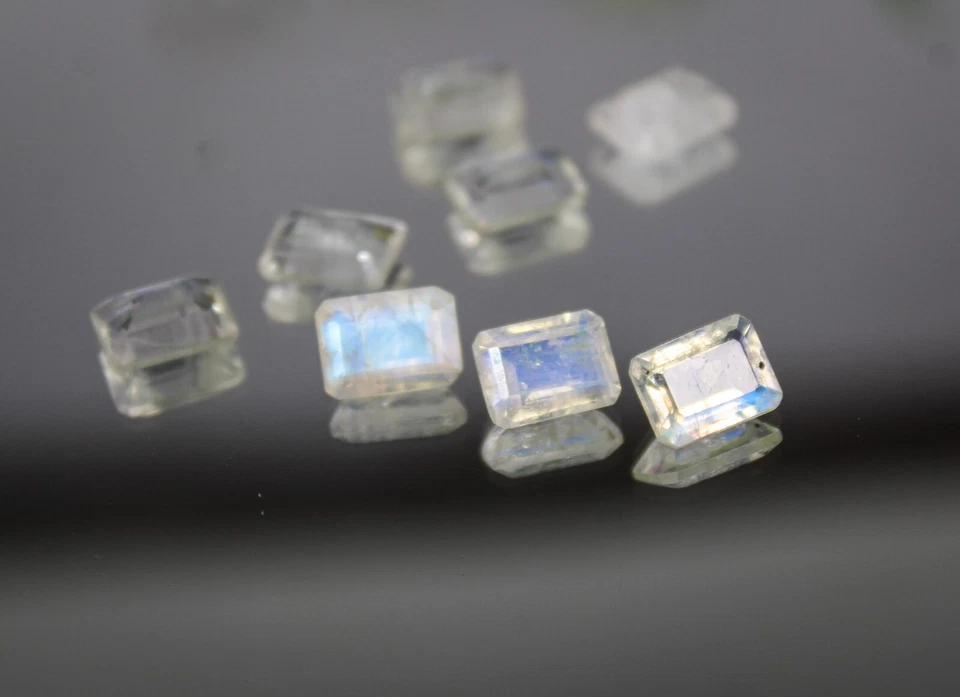 Lote de piedras preciosas de piedras lunares facetadas - Baguette arco iris facetadas 8X6X4 mm Foto 3 de 4