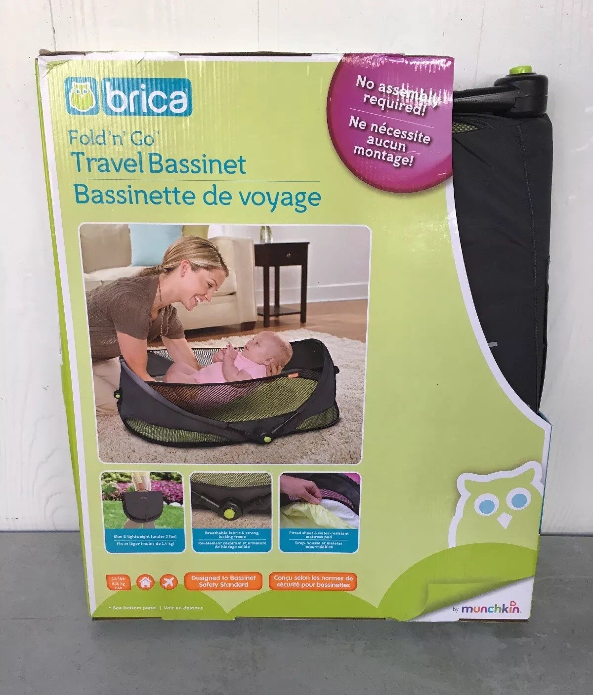 brica fold n go travel bassinet safety