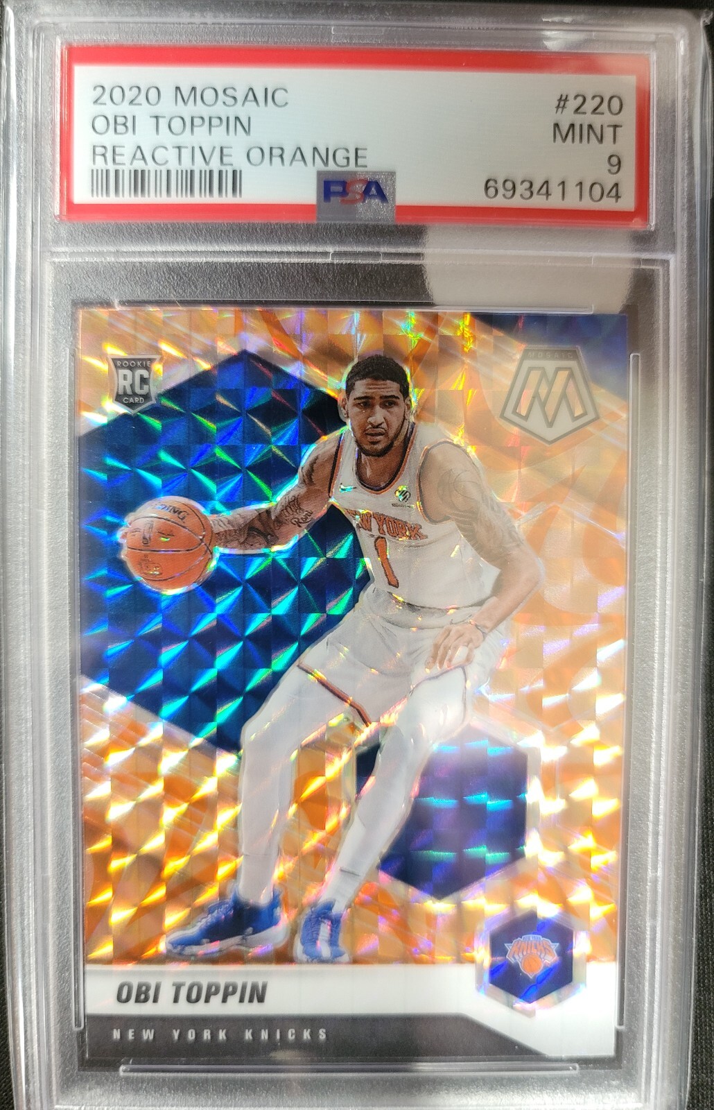 2020 Mosaic Obi Toppin Reactive Orange RC #220 Psa9