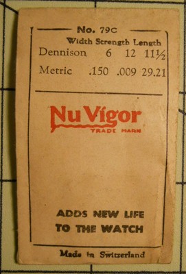 NU VIGOR 79C Watch Mainspring 6 x 12 x 11½ - .150 x .009 x 29.21 mm Replacement