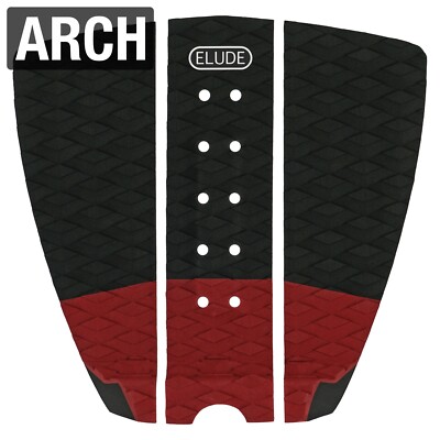 ELUDE Surfboard Traction Pad, Arch Bar, Full Size, 3M Adhesive - Red/Black