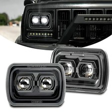Pair 5x7 7x6 Led Aluminum Headlights Hilo Beam For Jeep Cherokee 1985-2001