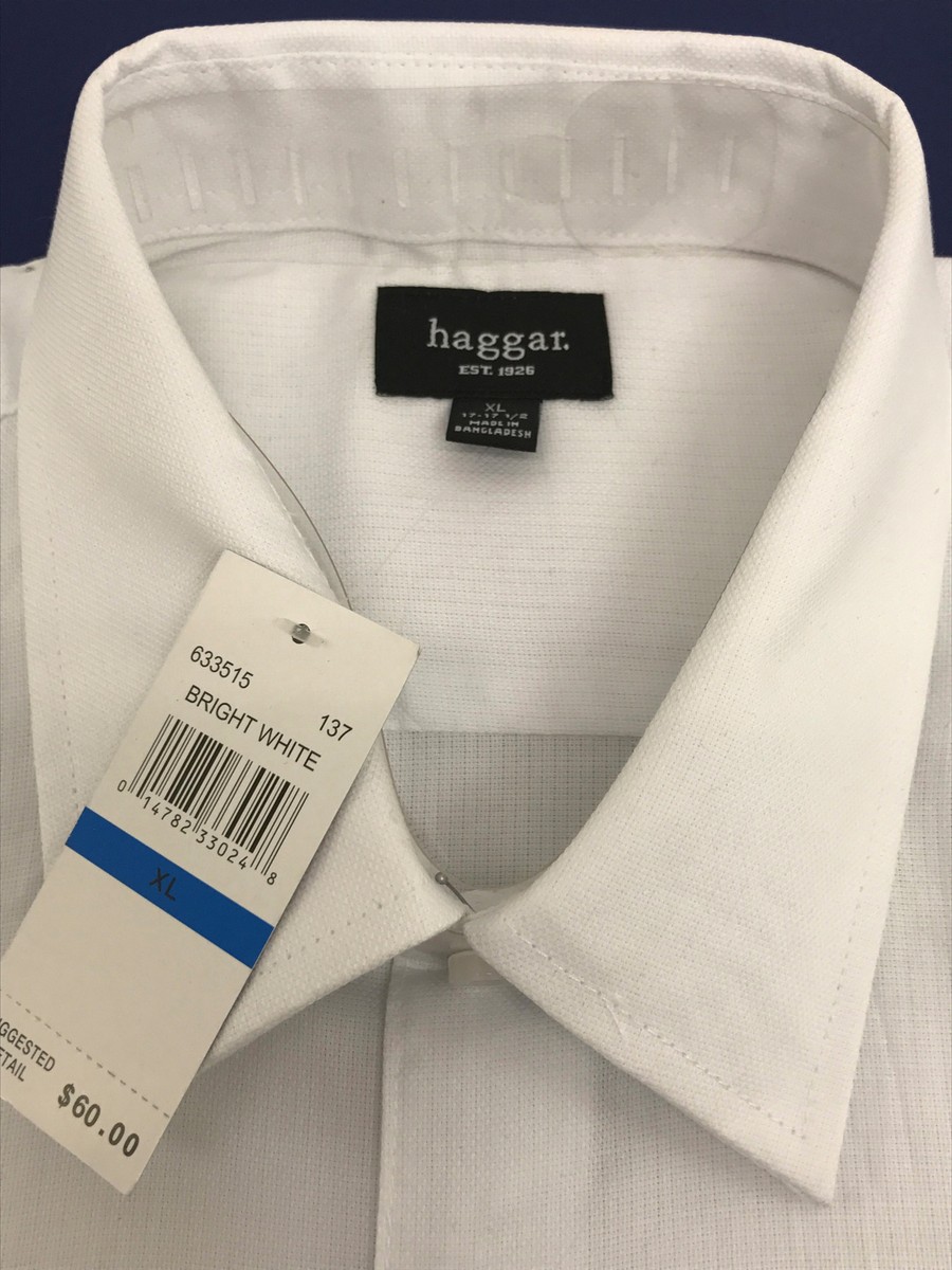 haggar white dress shirt Haggar Men's Classic-Fit Smart Wash Dress Shirt - White Solid
