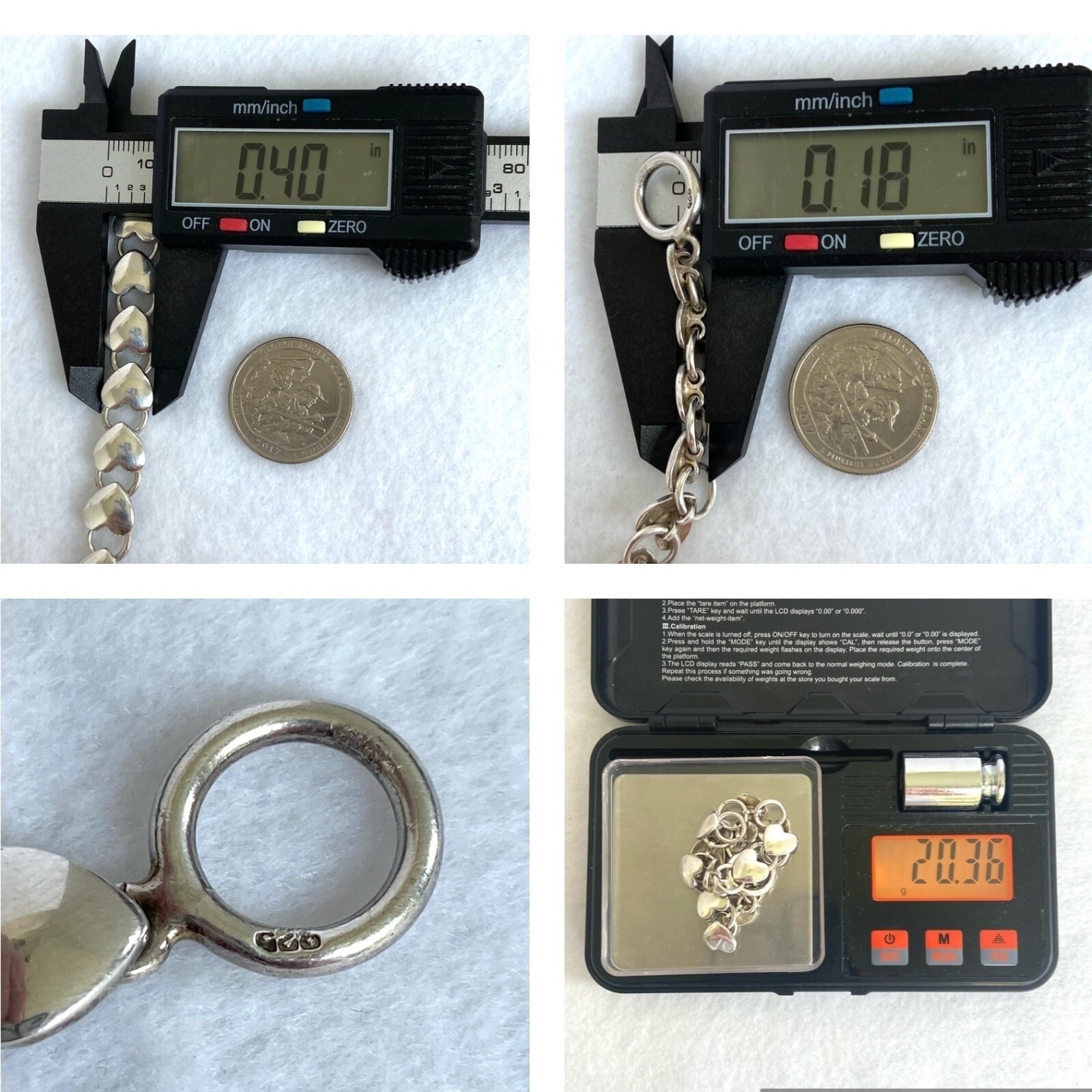 Solid Sterling Silver 925 Stacking Heart Link Tog… - image 10