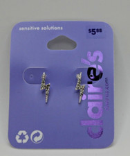 New Silver Lightning Bolt Earrings Sensitive Solutions from Claire's
