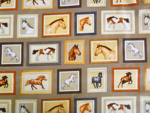 HORSES in FRAMES Tonal Print Quality Quilting Cotton Fat Quarter LOOP - Picture 4 of 4