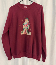 Vintage 90s Jerzees Christmas Victorian Santa Sweatshirt Cottage Core Adult XL