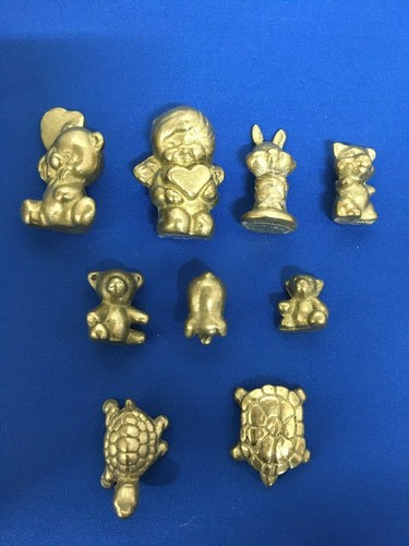 Antique cast brass Figurines 9 Items Made in the USA - Picture 4 of 6