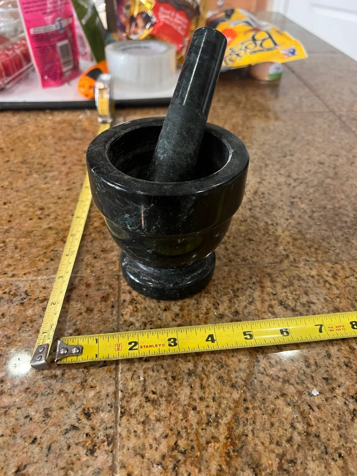 Tera Mortar and Pestle Set Marble Small Bowl Solid Stone Grinder Spice Herb Grin