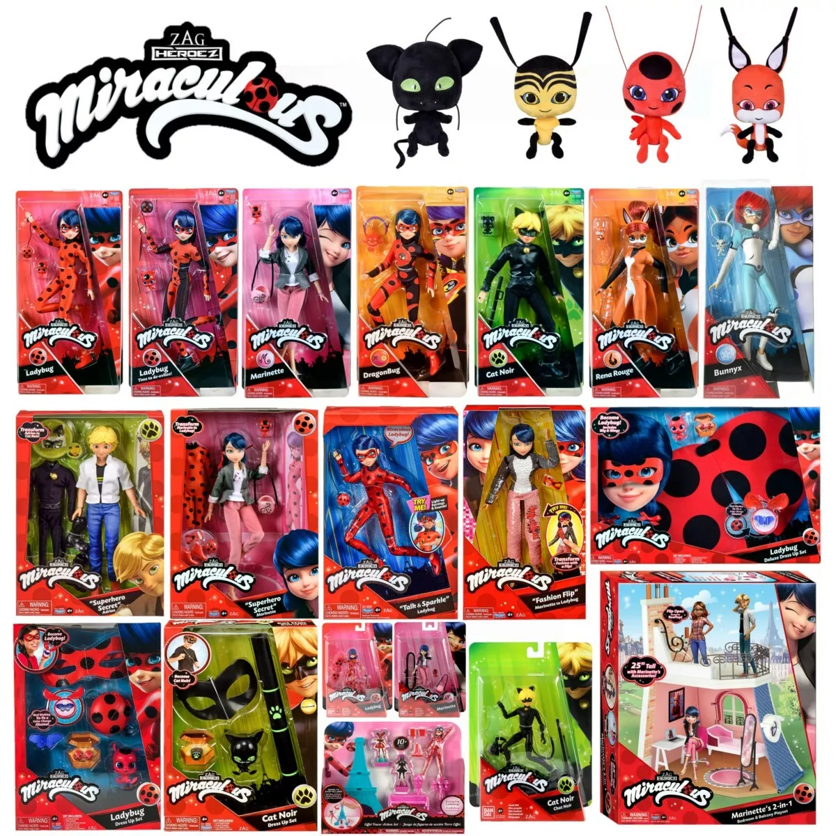 Miraculous Ladybug Cat Noir Action Figures, Dolls, Plush Toys and