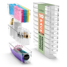 Sorbus Narrow Clear Plastic Storage Bins with Handle 10 Pack - 9.5"L x 3"W x 3"H