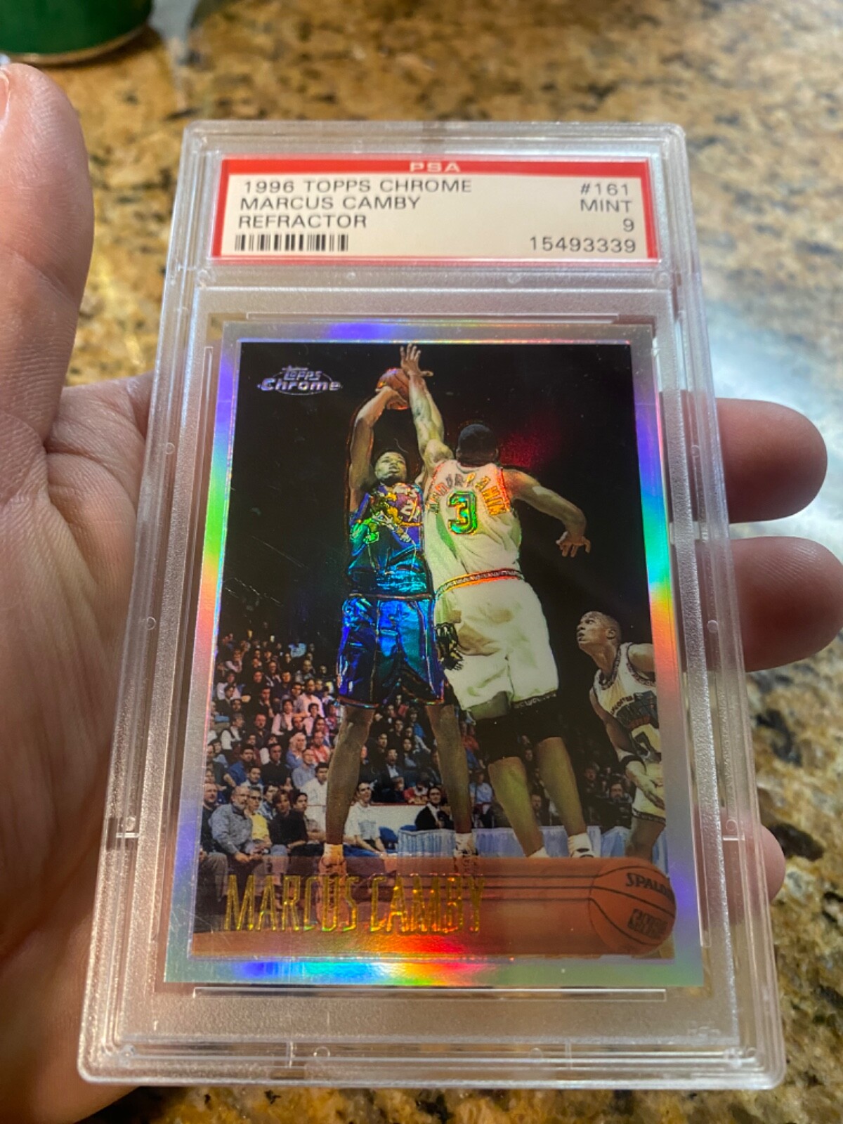 ~NICE COLOR ROOKIE MARCUS CAMBY PSA 9 TOPPS CHROME REFRACTOR 1996